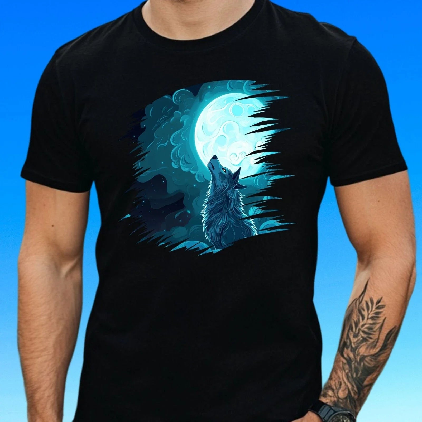 Mens Majestic Wolf Motif Cotton T-Shirt Size XS to 5XL Unisex T-shirt, Sweatshirt, Hoodie, Long Sleeve Tee - T-Shirt, Sweatshirt, Hoodie