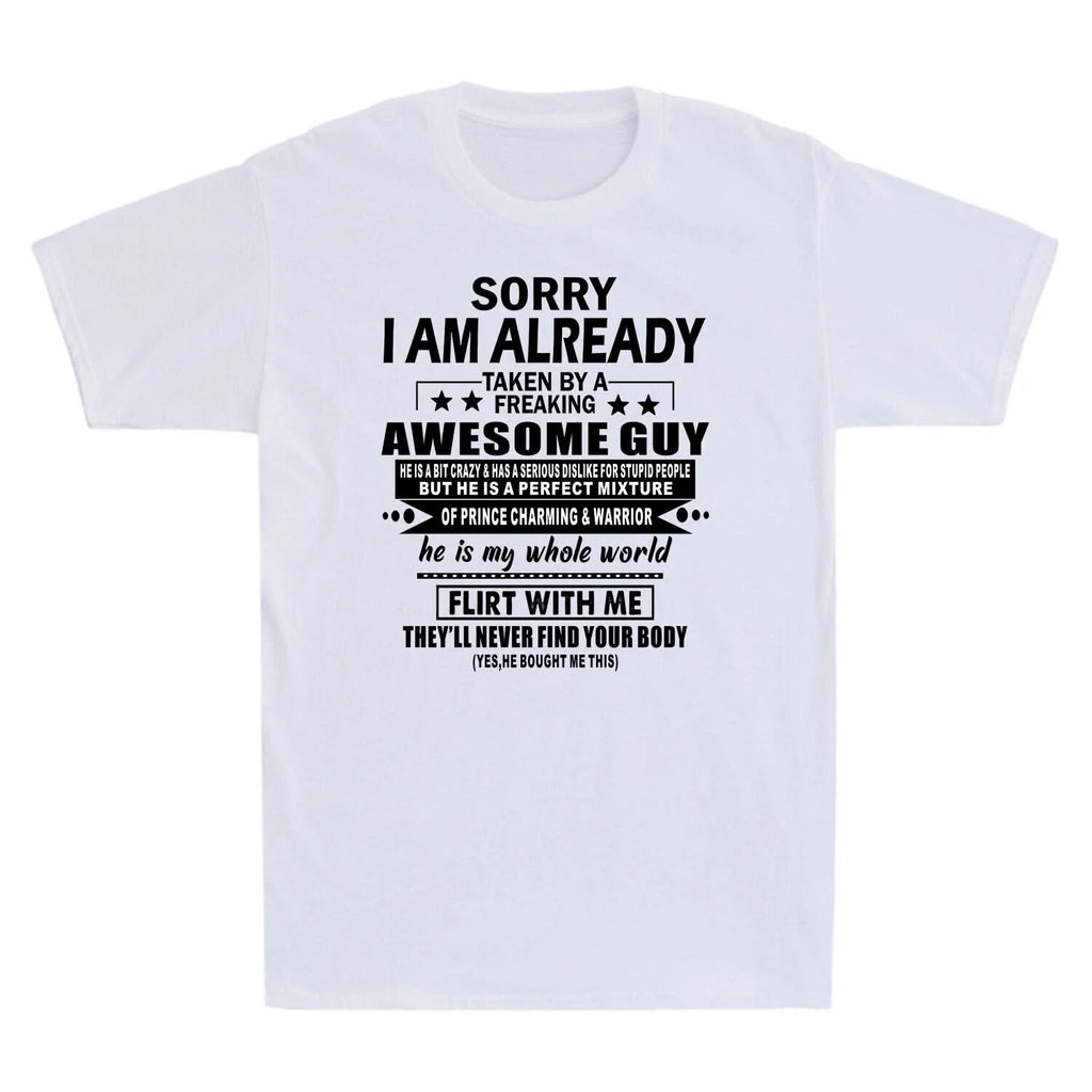 Sorry I Am Already Taken By A Freaking Awesome Guy Husband Retro Men's T-Shirt Unisex T-shirt, Sweatshirt, Hoodie, Long Sleeve Tee - T-Shirt, Sweatshirt, Hoodie