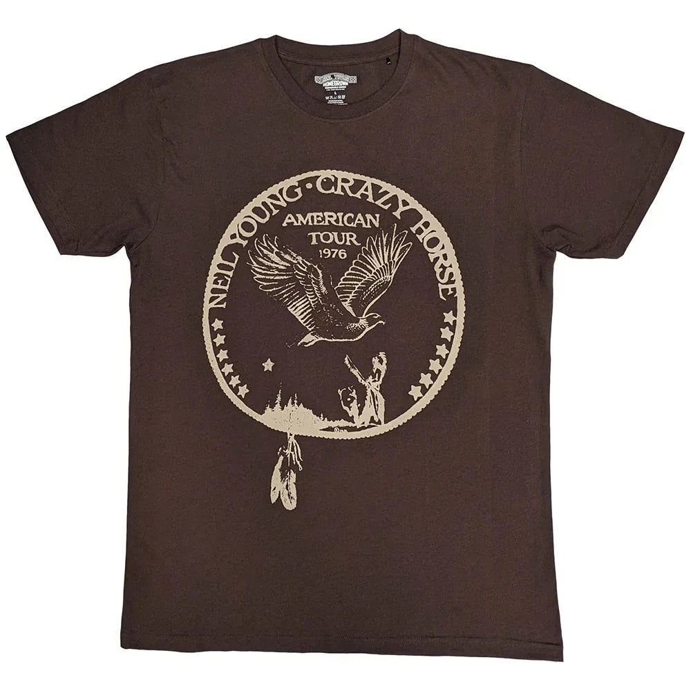 Neil Young T-Shirt: Tour '76 Seal (Brown) OFFICIAL NEW Unisex T-shirt, Sweatshirt, Hoodie, Long Sleeve Tee - T-Shirt, Sweatshirt, Hoodie