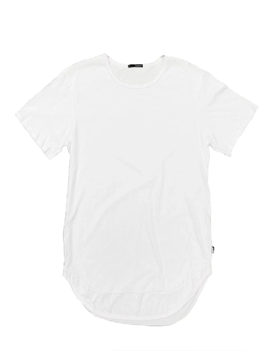 Men's Plain White Extended Scallop Tee Tshirt Unisex T-shirt, Sweatshirt, Hoodie, Long Sleeve Tee - T-Shirt, Sweatshirt, Hoodie