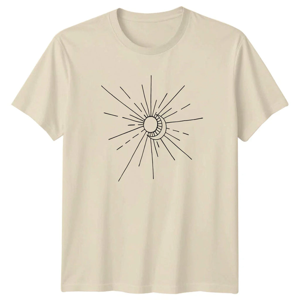 Celestial Sun And Moon Rayburst T-Shirt Spiritual Aesthetic Christmas Gift Unisex T-shirt, Sweatshirt, Hoodie, Long Sleeve Tee - T-Shirt, Sweatshirt, Hoodie