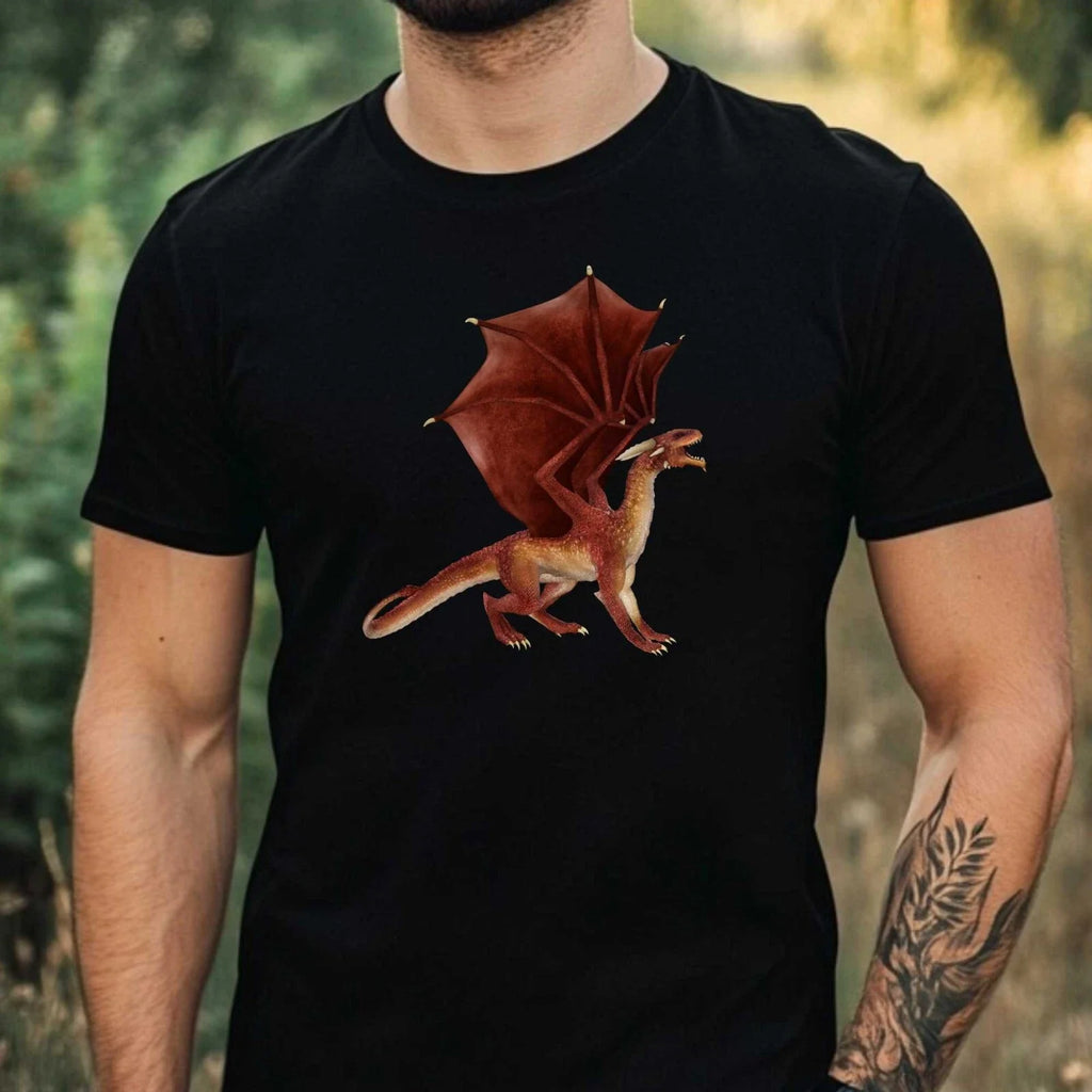 Mens Black Dragon Motif Cotton T-Shirt Size XS to 5XL Unisex T-shirt, Sweatshirt, Hoodie, Long Sleeve Tee - T-Shirt, Sweatshirt, Hoodie