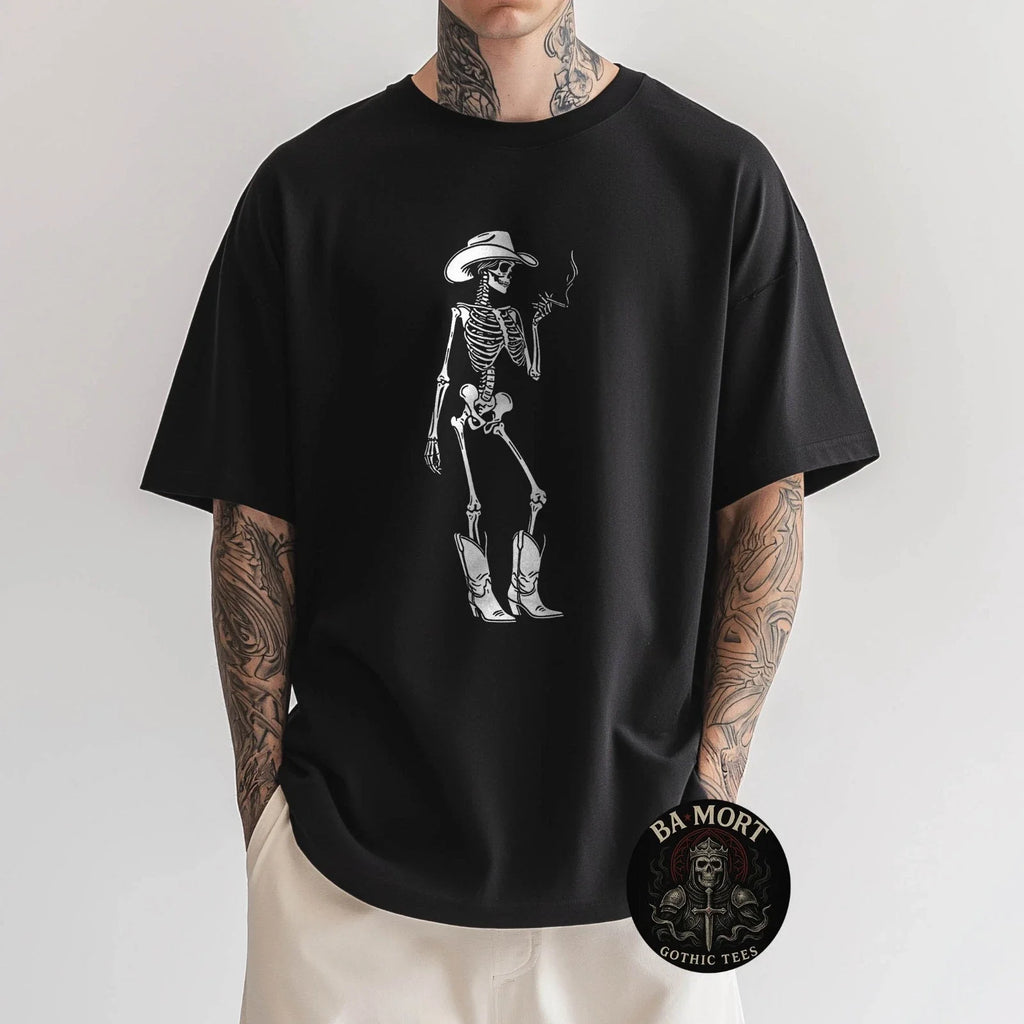Skeleton Cowgirl Smoking Western Gothic Dark Grunge Goth T-Shirt Unisex T-shirt, Sweatshirt, Hoodie, Long Sleeve Tee - T-Shirt, Sweatshirt, Hoodie