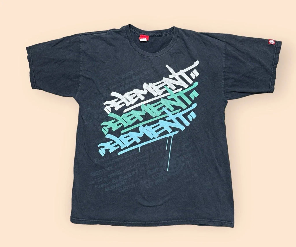 Vintage Element Y2K T Shirt Mens Large Black Graffiti 2000s Skate Unisex T-shirt, Sweatshirt, Hoodie, Long Sleeve Tee - T-Shirt, Sweatshirt, Hoodie