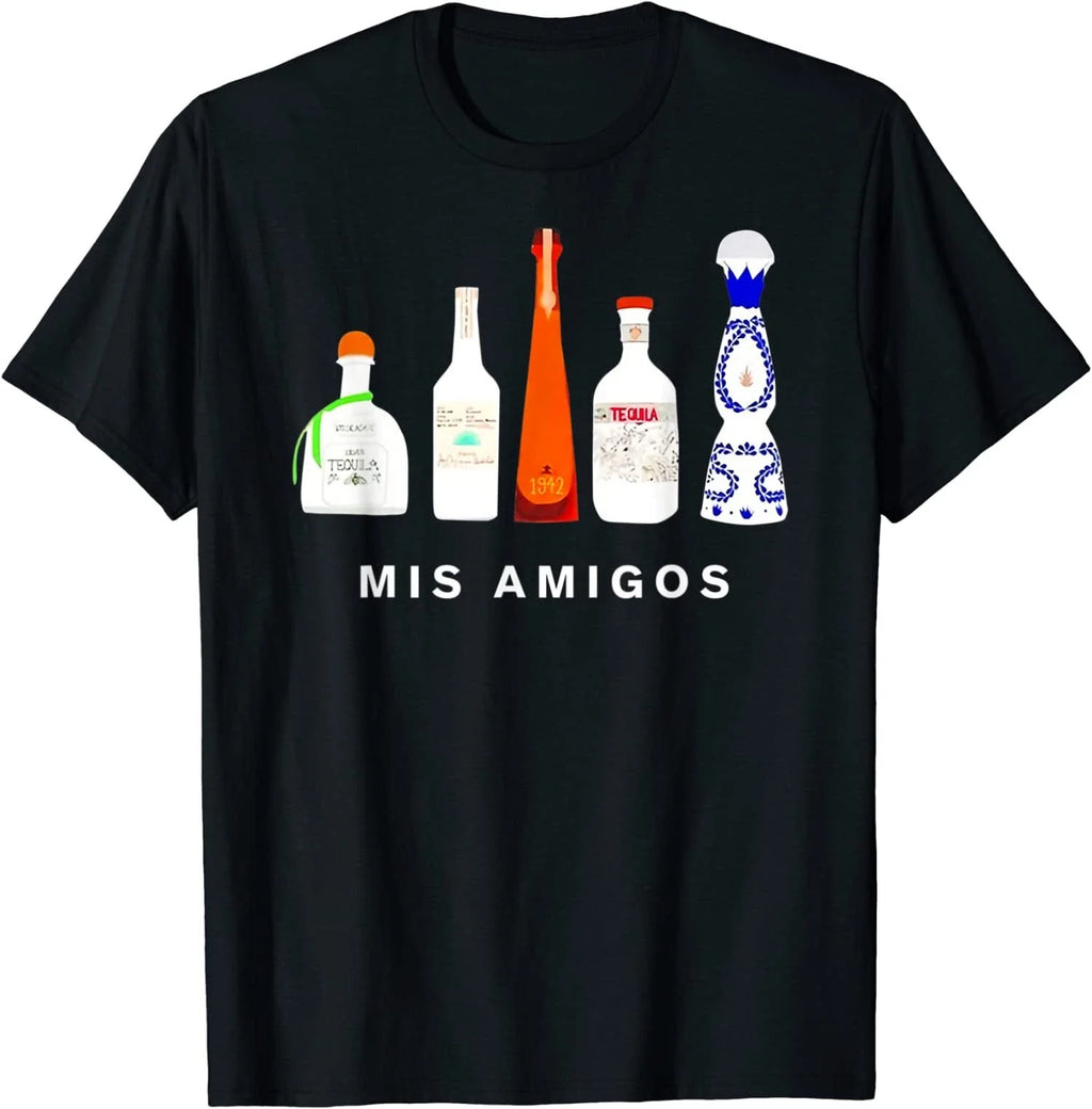 Funny Sarcastic Trendy Mis Amigos Tequila Bottles Tee T-Shirt Unisex T-shirt, Sweatshirt, Hoodie, Long Sleeve Tee - T-Shirt, Sweatshirt, Hoodie