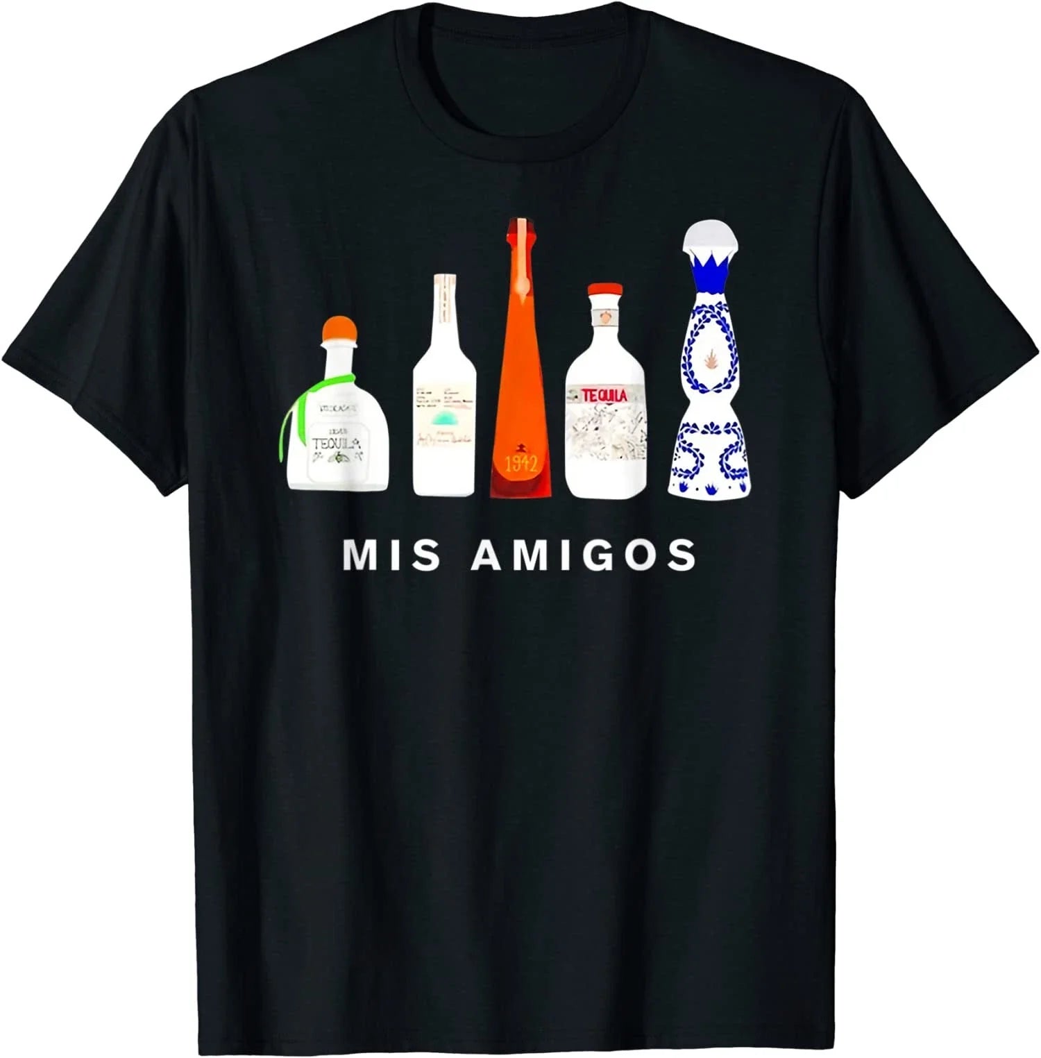 Funny Sarcastic Trendy Mis Amigos Tequila Bottles Tee T-Shirt Unisex T-shirt, Sweatshirt, Hoodie, Long Sleeve Tee - T-Shirt, Sweatshirt, Hoodie