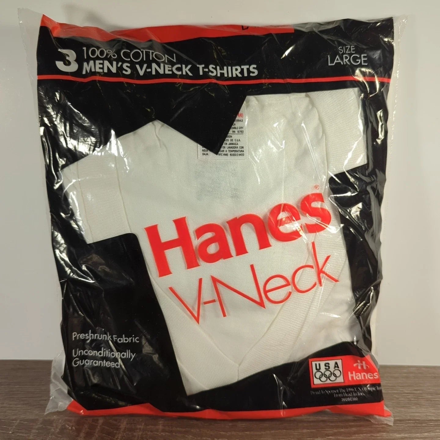 VTG New 90s Hanes Mens 100% Cotton V-Neck T-Shirts Size L (42-44) 3-Pack NOS Unisex T-shirt, Sweatshirt, Hoodie, Long Sleeve Tee - T-Shirt, Sweatshirt, Hoodie