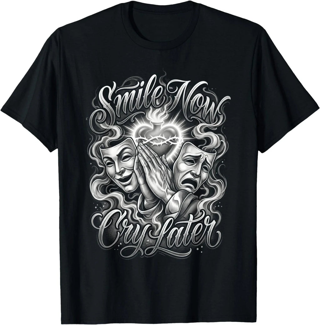 Smile Now Cry Later Sacred Heart Chicano Art T-Shirt Unisex T-shirt, Sweatshirt, Hoodie, Long Sleeve Tee - T-Shirt, Sweatshirt, Hoodie