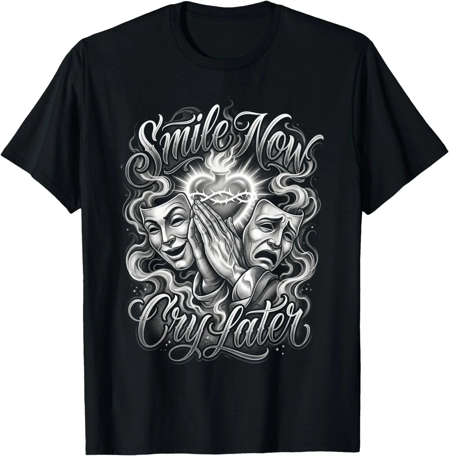 Smile Now Cry Later Sacred Heart Chicano Art T-Shirt Unisex T-shirt, Sweatshirt, Hoodie, Long Sleeve Tee - T-Shirt, Sweatshirt, Hoodie