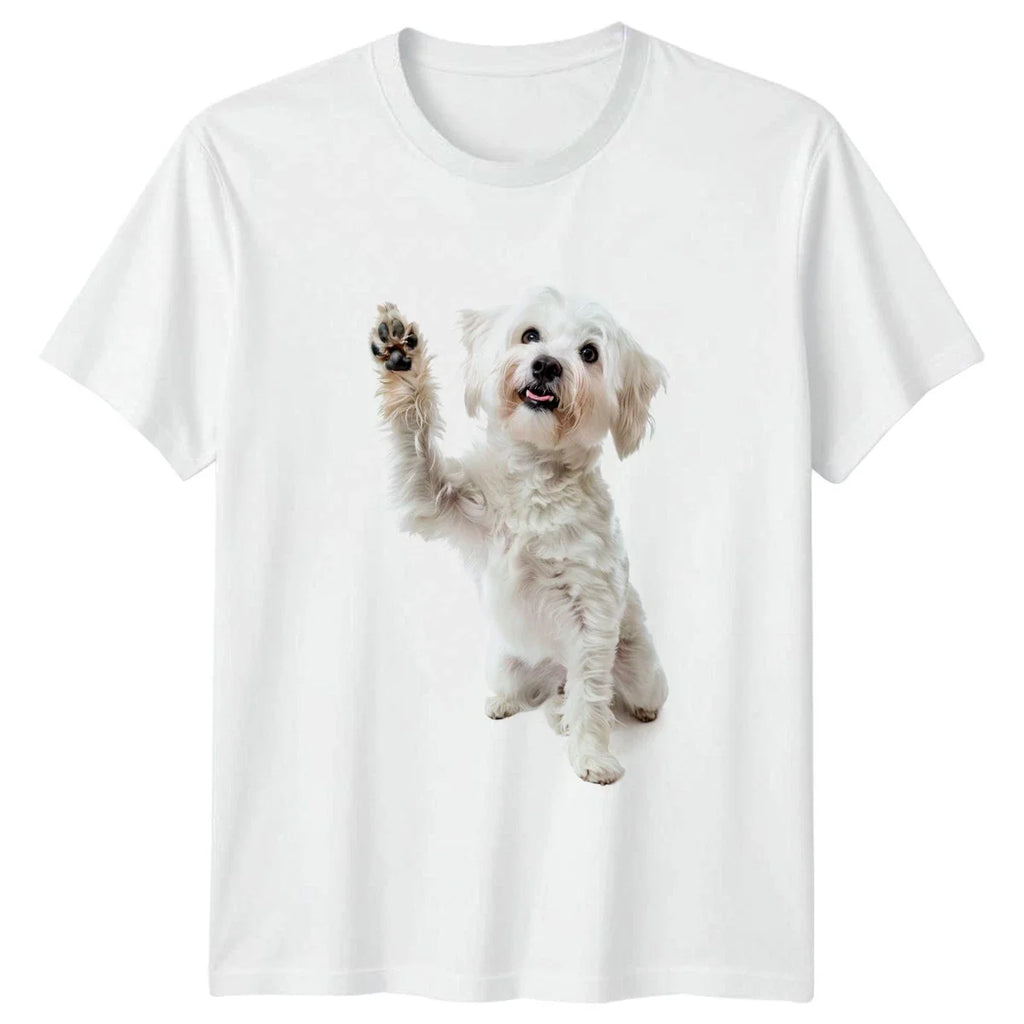 Cute White Dog Waving Paw T-Shirt Maltese Dogs Gift For Him And Her Unisex T-shirt, Sweatshirt, Hoodie, Long Sleeve Tee - T-Shirt, Sweatshirt, Hoodie