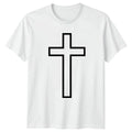 Minimalist Christian Cross Outline Religious T-Shirt Faith Symbol Easter Gift Unisex T-shirt, Sweatshirt, Hoodie, Long Sleeve Tee - T-Shirt, Sweatshirt, Hoodie
