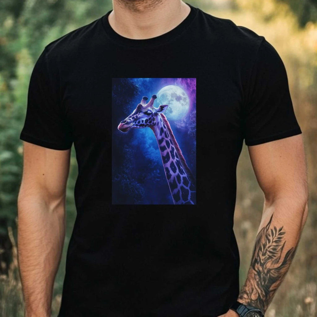 Men's T-Shirt Giraffe in Moonlight Motif Cotton Size XS to 5XL Unisex T-shirt, Sweatshirt, Hoodie, Long Sleeve Tee - T-Shirt, Sweatshirt, Hoodie