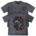 Skull Snake Roses Unisex Mens Carbon Grey 240gsm French Terry Acid Wash T-Shirt Unisex T-shirt, Sweatshirt, Hoodie, Long Sleeve Tee - T-Shirt, Sweatshirt, Hoodie