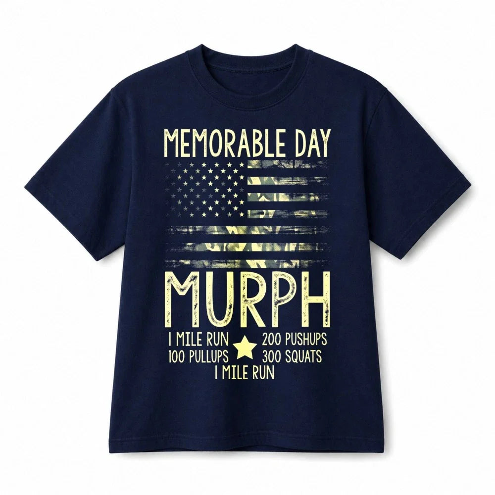 Memorable Day Murph Workout Patriotic Retro Graphic Cotton TShirt Unisex Unisex T-shirt, Sweatshirt, Hoodie, Long Sleeve Tee - T-Shirt, Sweatshirt, Hoodie