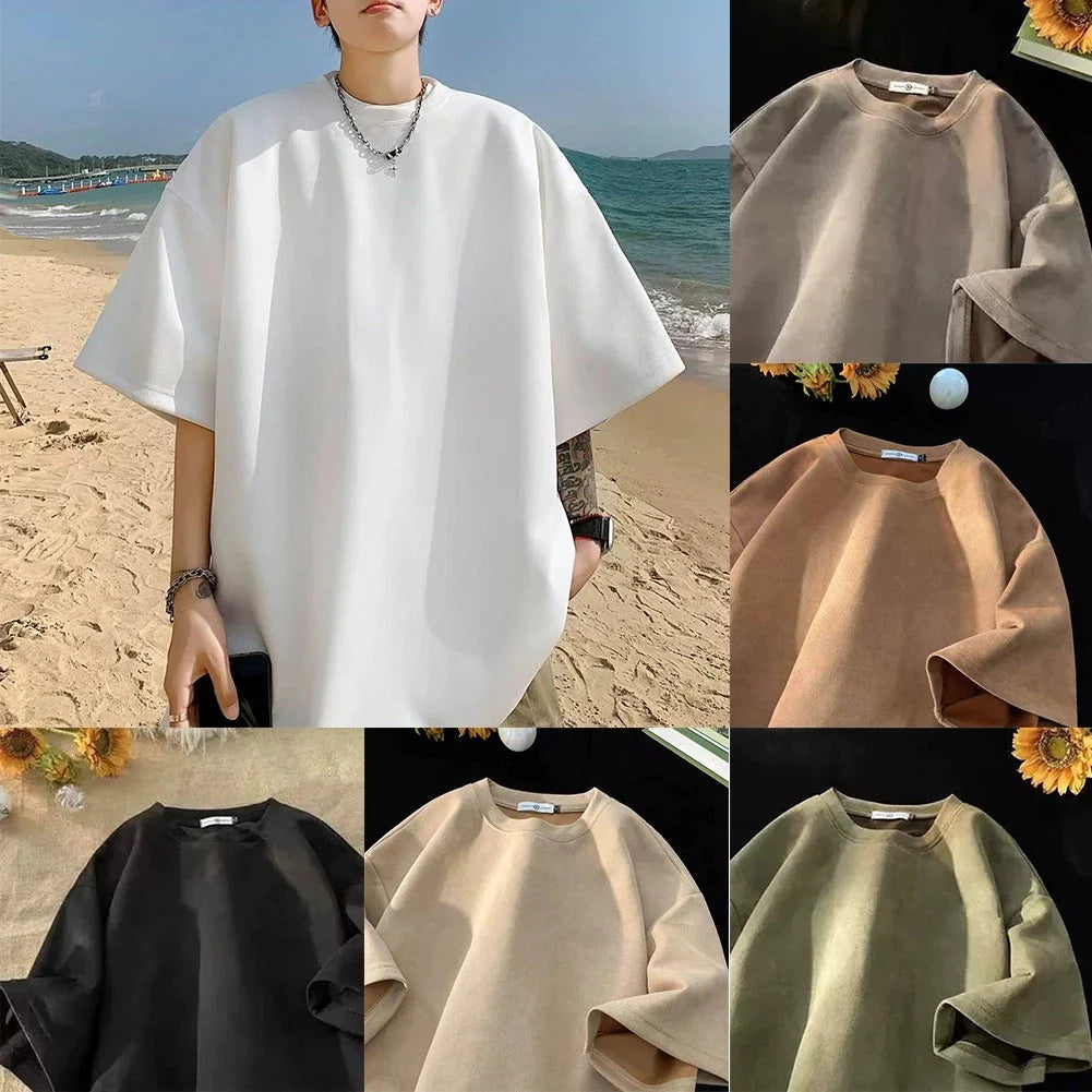 Trendy Men's Loose Fit Short Sleeve Tops in Comfortable Fabric for Summer Unisex T-shirt, Sweatshirt, Hoodie, Long Sleeve Tee - T-Shirt, Sweatshirt, Hoodie