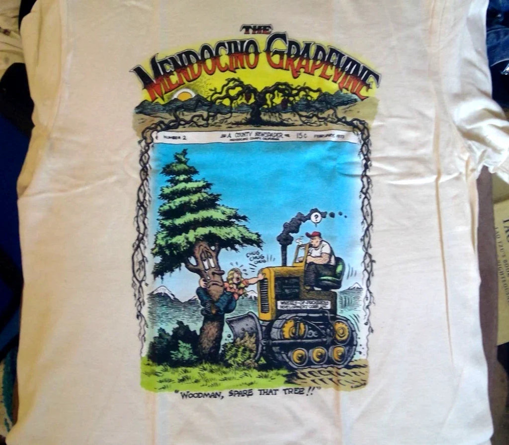 R Crumb T-Shirt 'spare that tree' new small ivory 100% cotton Gidan free ship Unisex T-shirt, Sweatshirt, Hoodie, Long Sleeve Tee - T-Shirt, Sweatshirt, Hoodie