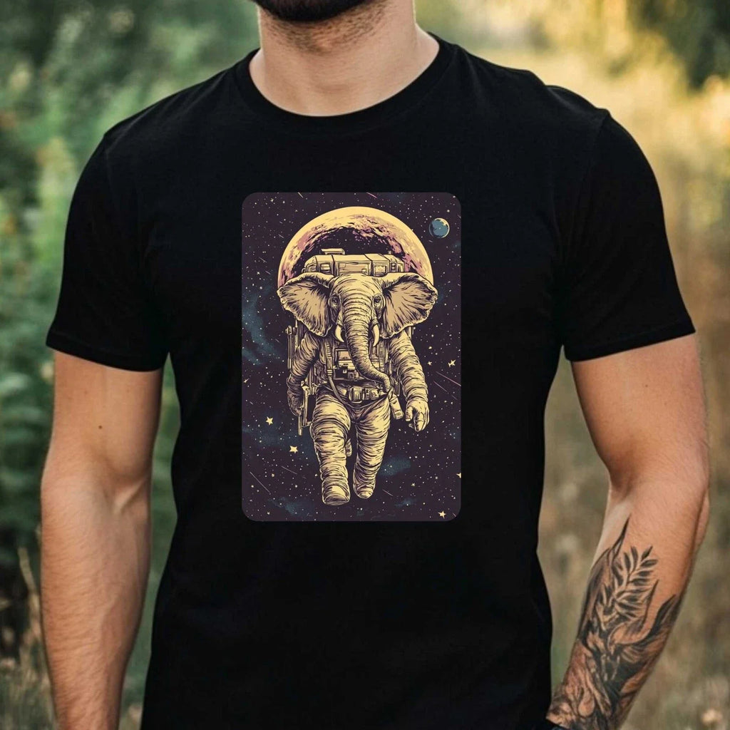 Mens Elephant as Astronaut Print Cotton T-Shirt Size XS to 5XL Unisex T-shirt, Sweatshirt, Hoodie, Long Sleeve Tee - T-Shirt, Sweatshirt, Hoodie