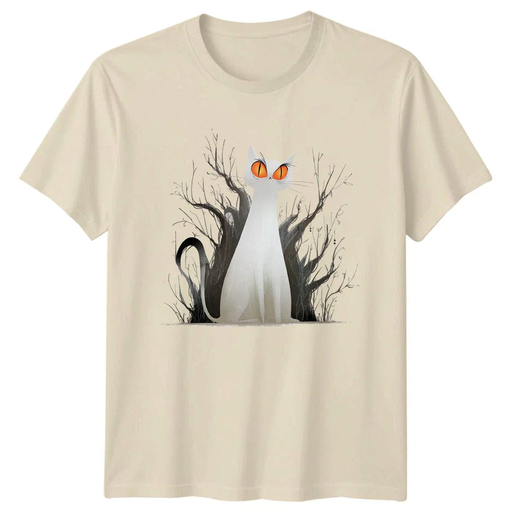 Spooky White Cat T-Shirt Halloween Ghost Cat Lovers Halloween Gift For Him Unisex T-shirt, Sweatshirt, Hoodie, Long Sleeve Tee - T-Shirt, Sweatshirt, Hoodie
