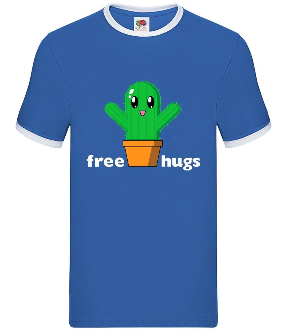 Free Cactus Hugs - Mens Ringer - Cute Cuddle Funny Unisex T-shirt, Sweatshirt, Hoodie, Long Sleeve Tee - T-Shirt, Sweatshirt, Hoodie