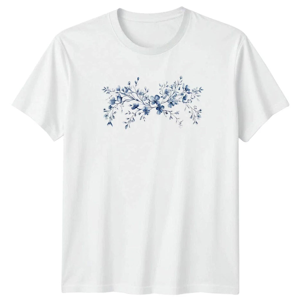 Vintage Blue Floral Botanical T-Shirt Womens Gift For Her Unisex T-shirt, Sweatshirt, Hoodie, Long Sleeve Tee - T-Shirt, Sweatshirt, Hoodie