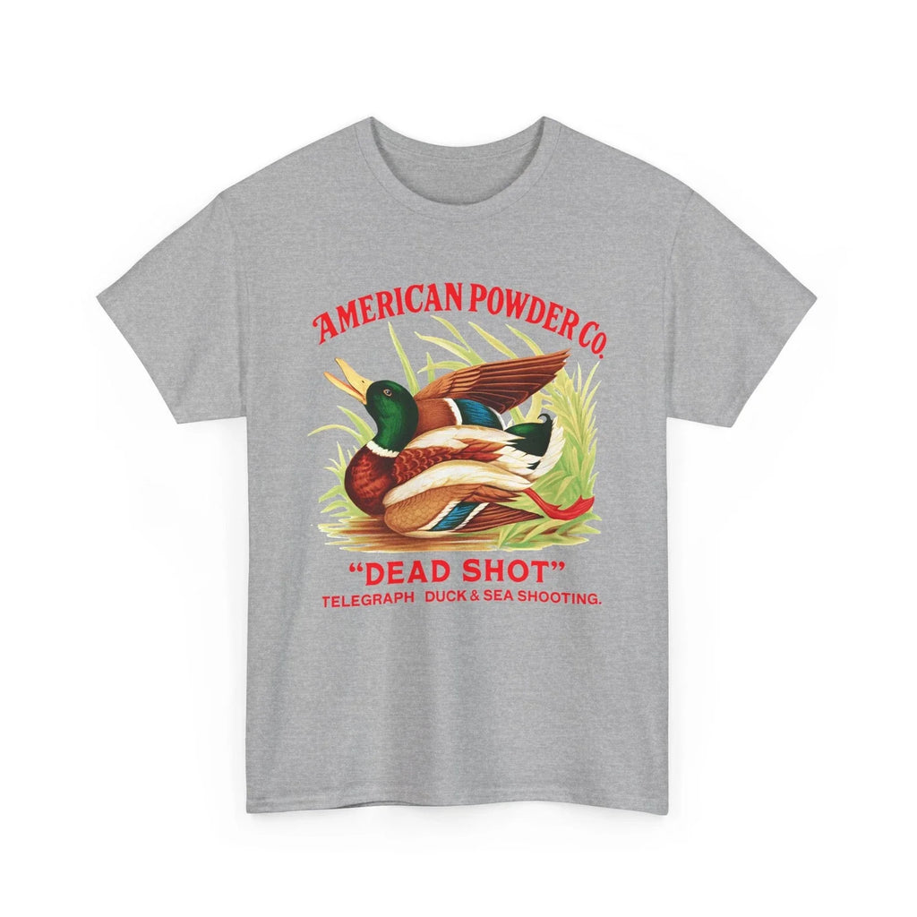 American Powder Co. Dead Shot Vintage Duck Hunting Shotgun Ammo Box Art T-Shirt Unisex T-shirt, Sweatshirt, Hoodie, Long Sleeve Tee - T-Shirt, Sweatshirt, Hoodie