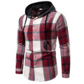 Men's Plaid Shirt Casual Slim Shirts Hooded Long Sleeve Button Down Tops Blouse Unisex T-shirt, Sweatshirt, Hoodie, Long Sleeve Tee - T-Shirt, Sweatshirt, Hoodie