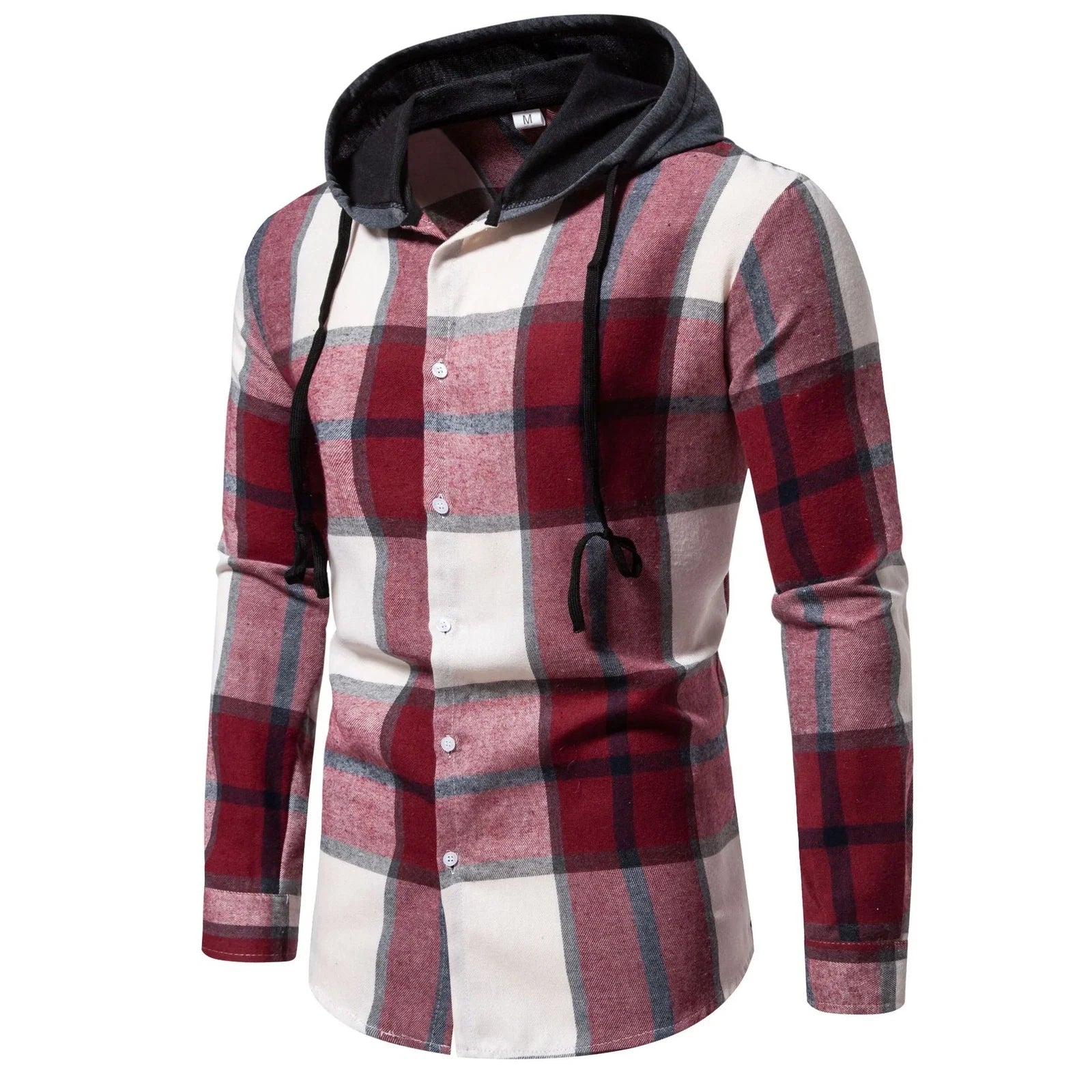 Men's Plaid Shirt Casual Slim Shirts Hooded Long Sleeve Button Down Tops Blouse Unisex T-shirt, Sweatshirt, Hoodie, Long Sleeve Tee - T-Shirt, Sweatshirt, Hoodie
