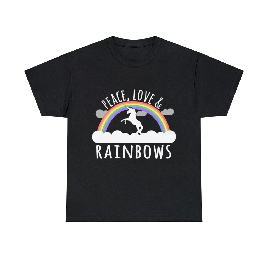 Peace Love And Rainbows Graphic Tee Shirt, S-5XL Unisex T-shirt, Sweatshirt, Hoodie, Long Sleeve Tee - T-Shirt, Sweatshirt, Hoodie