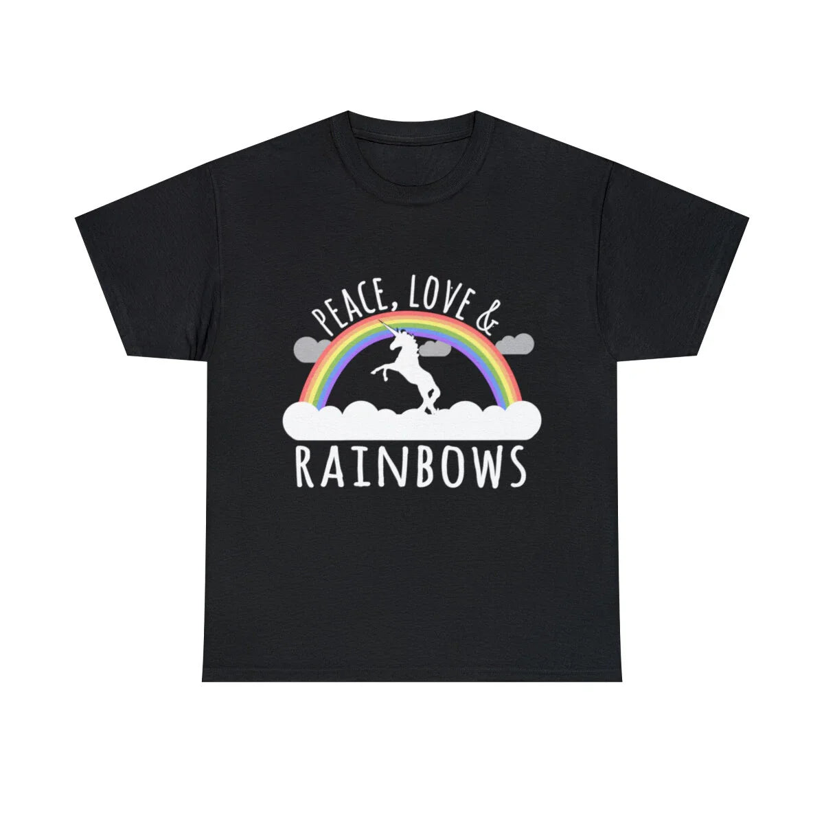 Peace Love And Rainbows Graphic Tee Shirt, S-5XL Unisex T-shirt, Sweatshirt, Hoodie, Long Sleeve Tee - T-Shirt, Sweatshirt, Hoodie