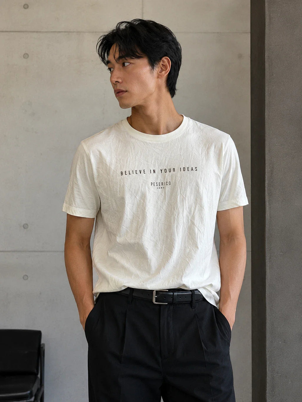 Peserico Uomo Believe In Your Ideas White Graphic T-Shirt XL Italy Unisex T-shirt, Sweatshirt, Hoodie, Long Sleeve Tee - T-Shirt, Sweatshirt, Hoodie