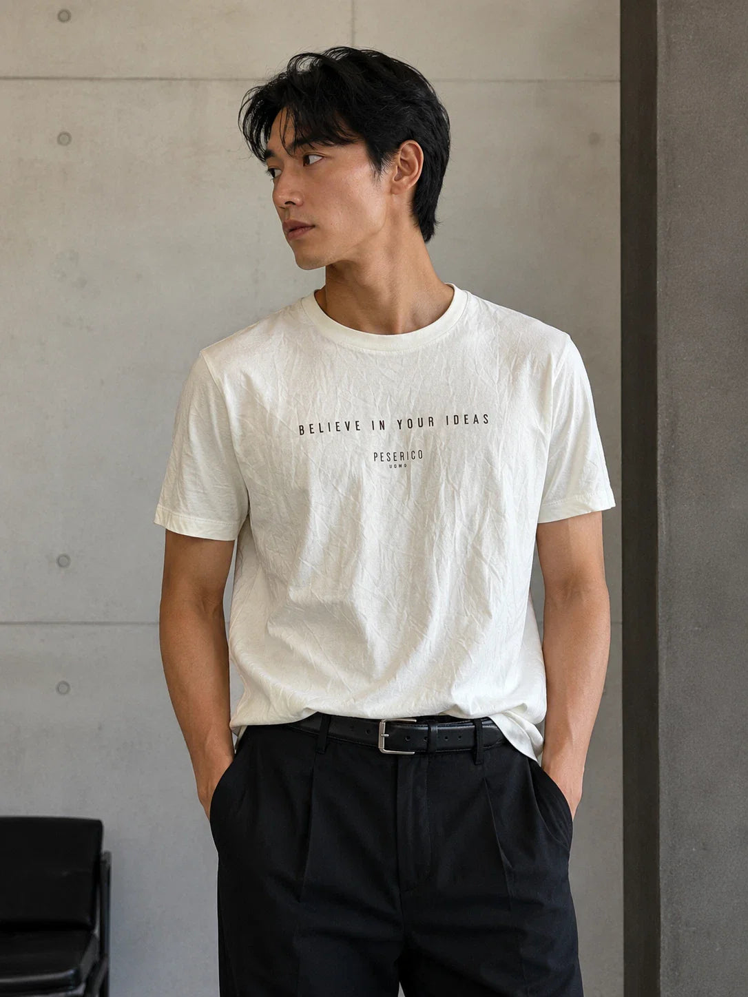 Peserico Uomo Believe In Your Ideas White Graphic T-Shirt XL Italy Unisex T-shirt, Sweatshirt, Hoodie, Long Sleeve Tee - T-Shirt, Sweatshirt, Hoodie