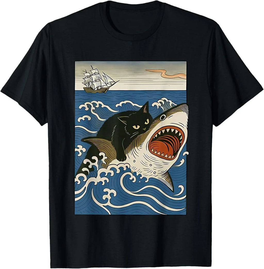 cat Hunting Shark T-Shirt unisex T-Shirt Unisex T-shirt, Sweatshirt, Hoodie, Long Sleeve Tee - T-Shirt, Sweatshirt, Hoodie