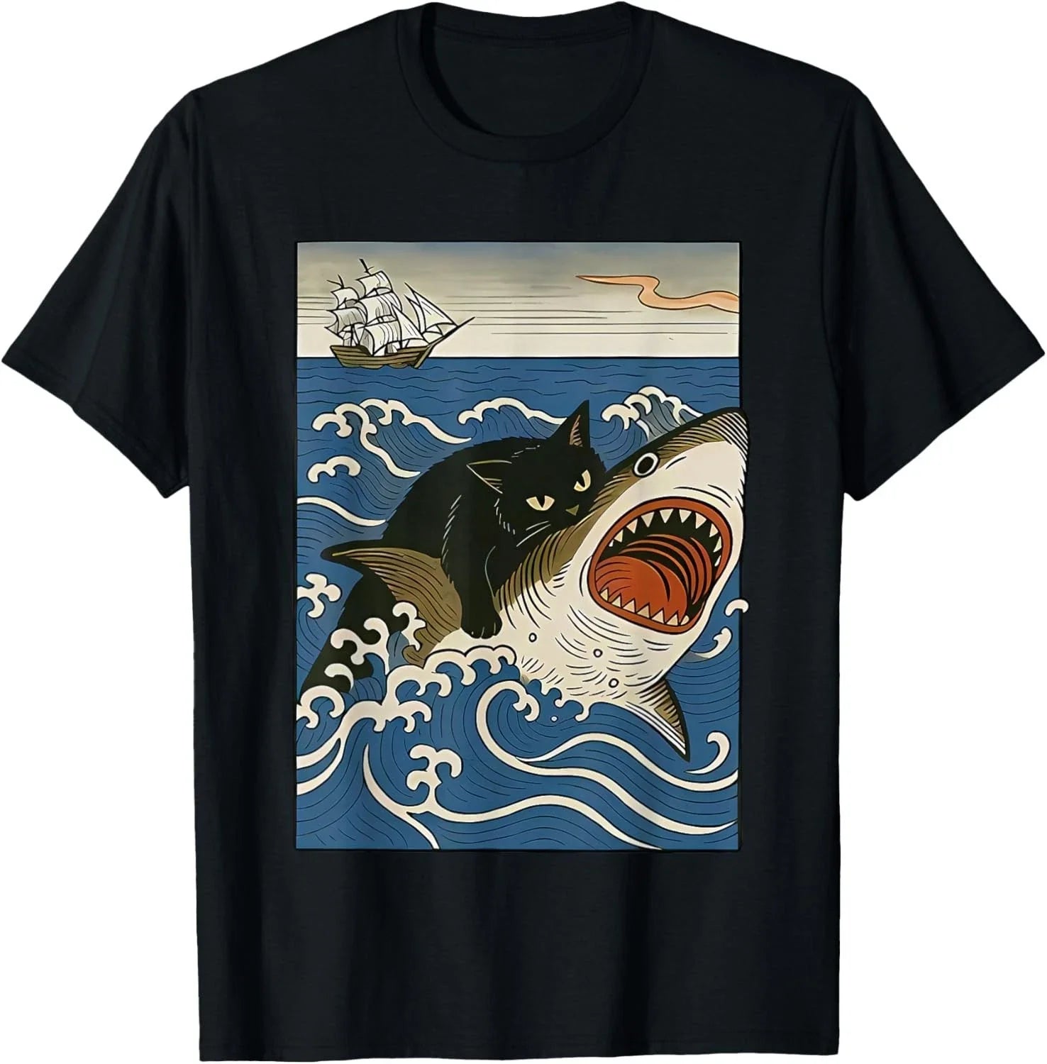 cat Hunting Shark T-Shirt unisex T-Shirt Unisex T-shirt, Sweatshirt, Hoodie, Long Sleeve Tee - T-Shirt, Sweatshirt, Hoodie