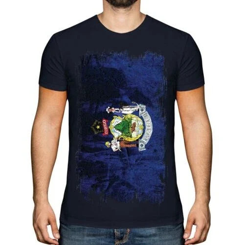 Maine State Grunge Flag Mens T-Shirt Maine Shirt Jersey Gift Unisex T-shirt, Sweatshirt, Hoodie, Long Sleeve Tee - T-Shirt, Sweatshirt, Hoodie