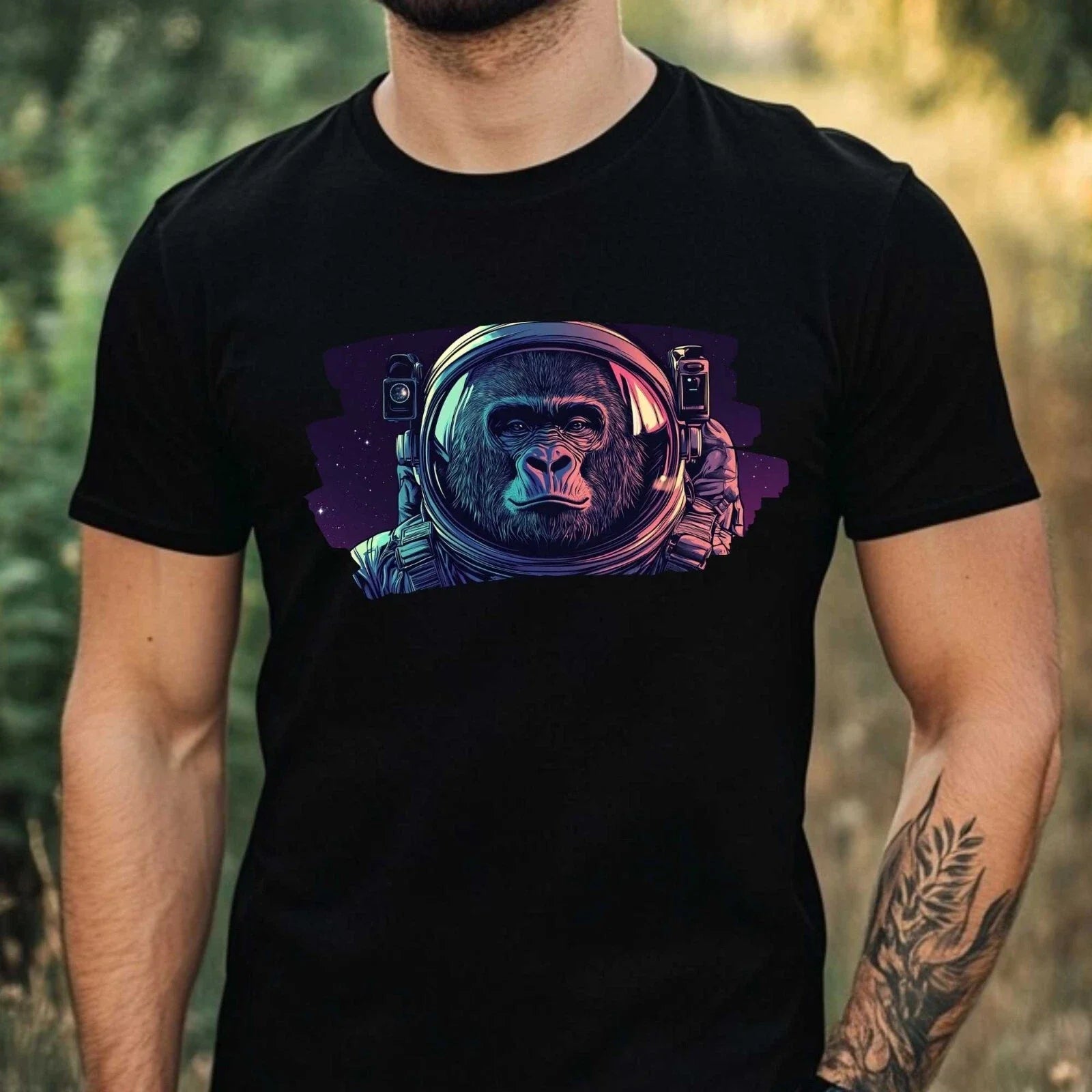 Mens Gorilla as Astronaut Print Cotton T-Shirt Size XS to 5XL Unisex T-shirt, Sweatshirt, Hoodie, Long Sleeve Tee - T-Shirt, Sweatshirt, Hoodie