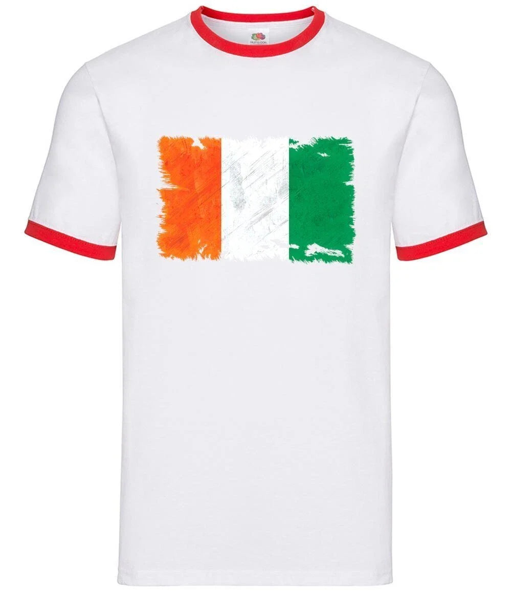 Ivory Coast Grunge Style Flag - Mens Ringer - Flags Yamoussoukro Love City Unisex T-shirt, Sweatshirt, Hoodie, Long Sleeve Tee - T-Shirt, Sweatshirt, Hoodie