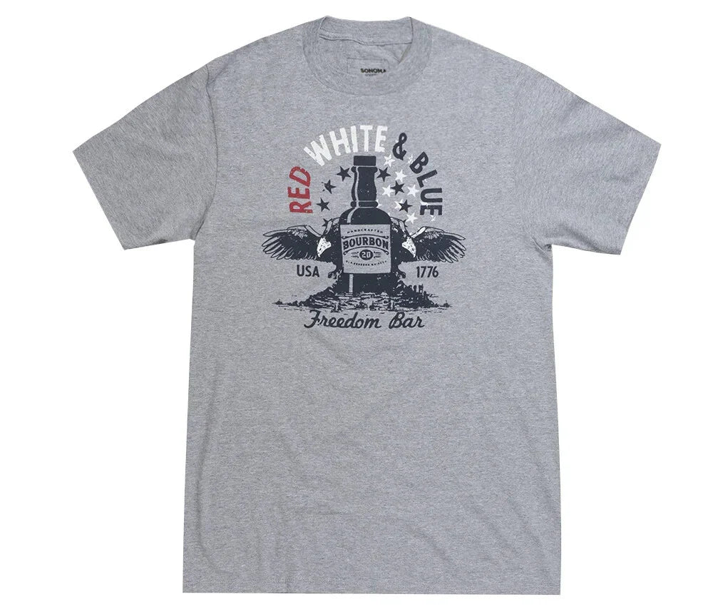 Sonoma Red, White & Blue Freedom Bar Bourbon Big and Tall Gray T-Shirt Unisex T-shirt, Sweatshirt, Hoodie, Long Sleeve Tee - T-Shirt, Sweatshirt, Hoodie