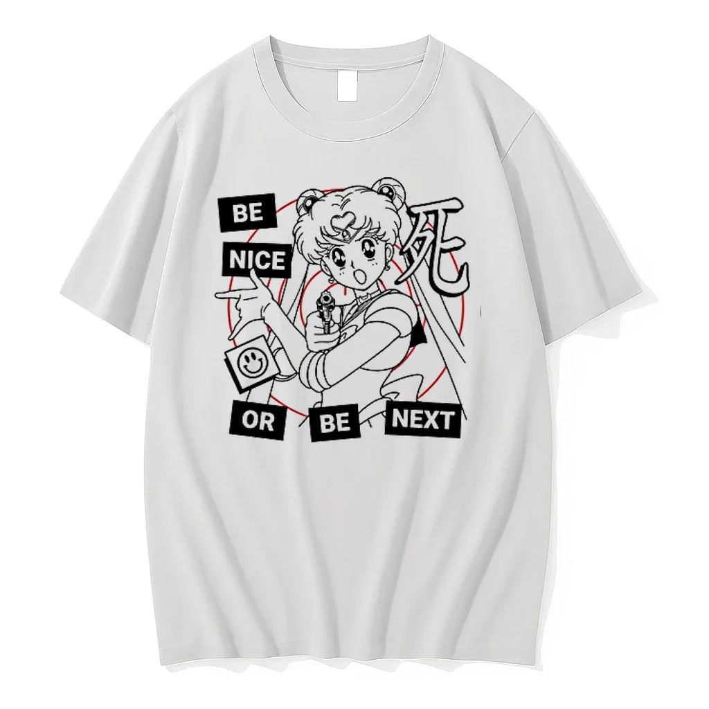 Sailor Moon Gun Be Nice Or Be Next Cartoon Funny 0 Tshirts Sweater Unisex T-shirt, Sweatshirt, Hoodie, Long Sleeve Tee - T-Shirt, Sweatshirt, Hoodie