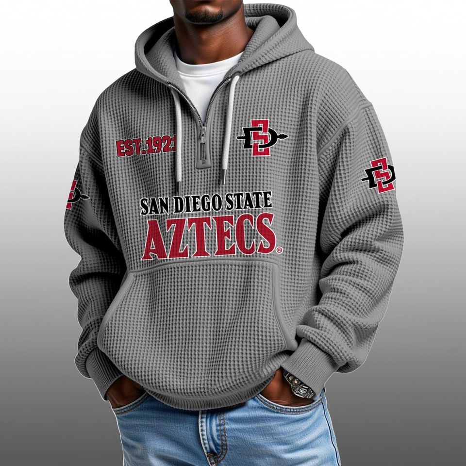 San Diego State Aztecs EST 1921 Half Quarter Zip Waffle Hoodie Unisex T-shirt, Sweatshirt, Hoodie, Long Sleeve Tee - T-Shirt, Sweatshirt, Hoodie