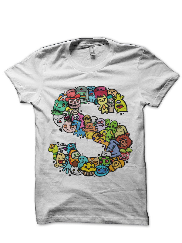 Alphabet Monster Doodle Letter S Monogram White T-Shirts, Hoodie, Sweatshirt - T-Shirt, Sweatshirt, Hoodie