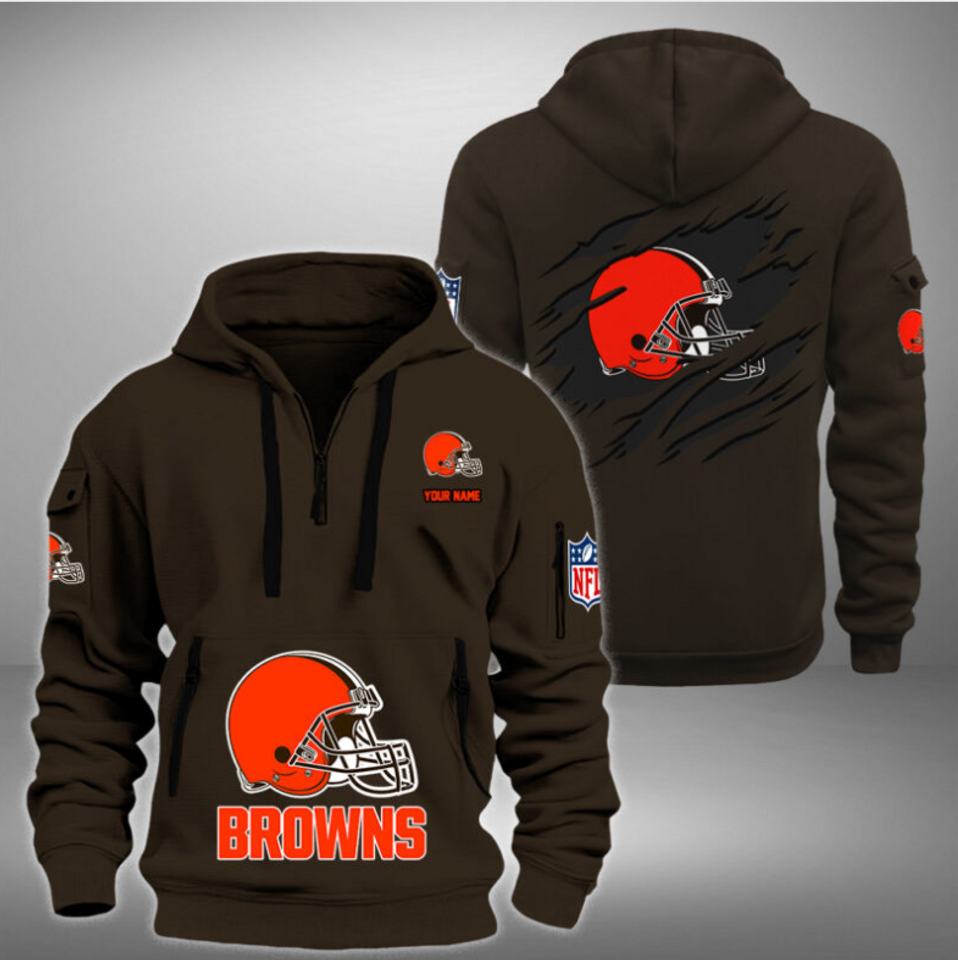 Personalize Browns Football Team Quarter Zip Hoodie Unisex T-shirt, Sweatshirt, Hoodie, Long Sleeve Tee - T-Shirt, Sweatshirt, Hoodie