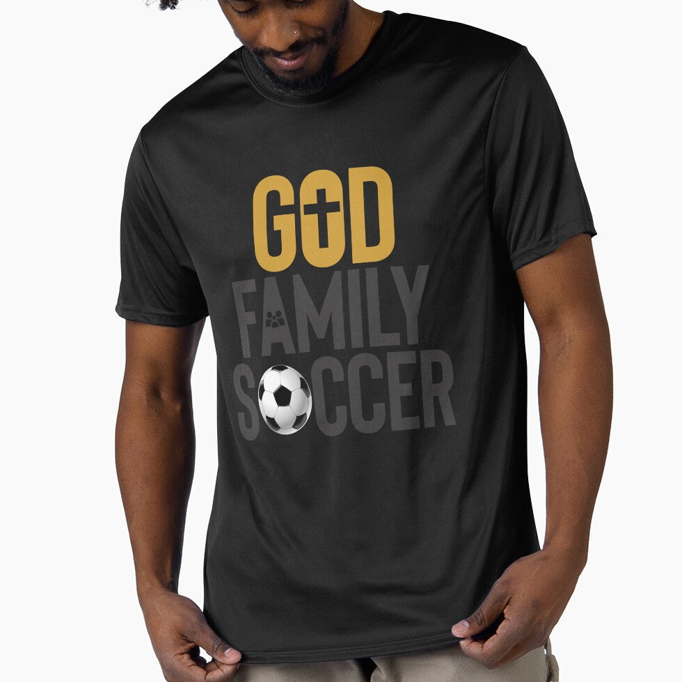 God Family Soccer (white tee) by FunTeeFactory Unisex T-shirt, Sweatshirt, Hoodie, Long Sleeve Tee - T-Shirt, Sweatshirt, Hoodie