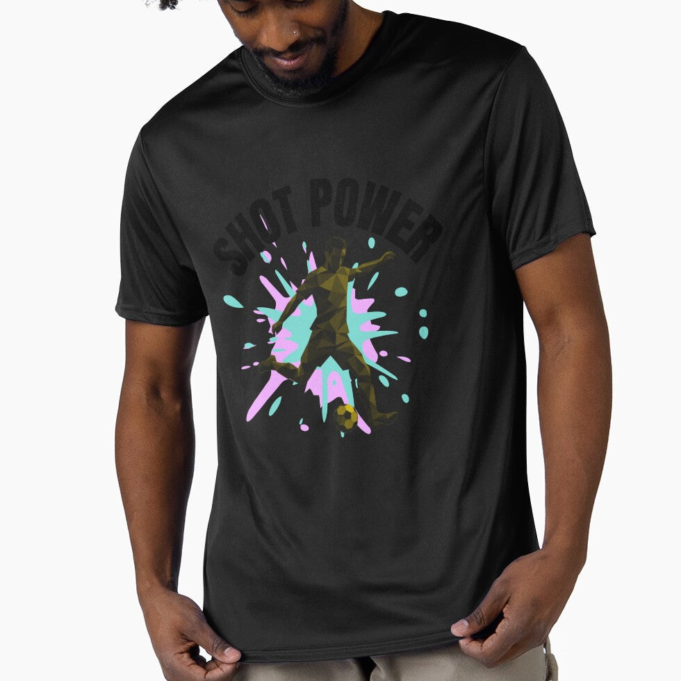 Geometric Soccer Striker  Colorful Dynamic Football Shot Art by Mania Graphix Unisex T-shirt, Sweatshirt, Hoodie, Long Sleeve Tee - T-Shirt, Sweatshirt, Hoodie