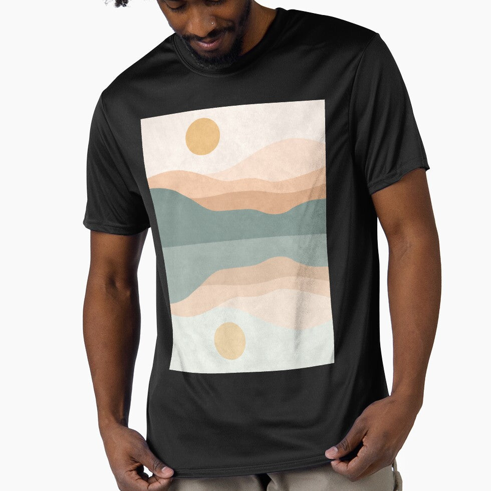 Mountain Mid Century Modern Boho Japandi by MnmlArt Unisex T-shirt, Sweatshirt, Hoodie, Long Sleeve Tee - T-Shirt, Sweatshirt, Hoodie