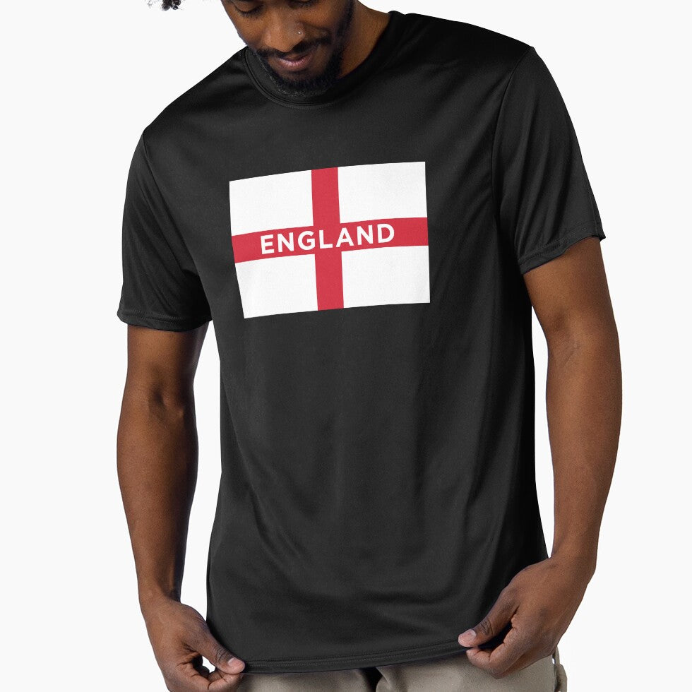 England Flag With Text (On Black) by STUDIO-72 Unisex T-shirt, Sweatshirt, Hoodie, Long Sleeve Tee - T-Shirt, Sweatshirt, Hoodie