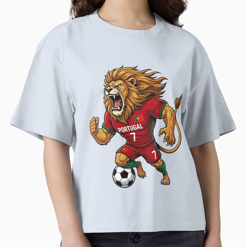 Portugal Lion  Football World Cup 2026 Cartoon Mascot by David Mateo ArtWorks Unisex T-shirt, Sweatshirt, Hoodie, Long Sleeve Tee - T-Shirt, Sweatshirt, Hoodie