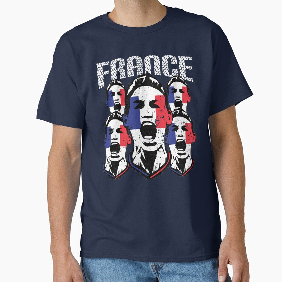 France Football Sports Fans Flag Face by screenworks Unisex T-shirt, Sweatshirt, Hoodie, Long Sleeve Tee - T-Shirt, Sweatshirt, Hoodie