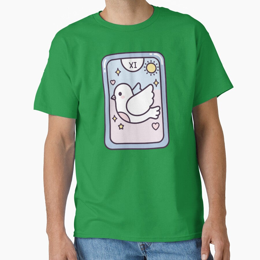 Kawaii Pigeon Tarot Card Pastel Bird Illustration by BRU Design Unisex T-shirt, Sweatshirt, Hoodie, Long Sleeve Tee - T-Shirt, Sweatshirt, Hoodie