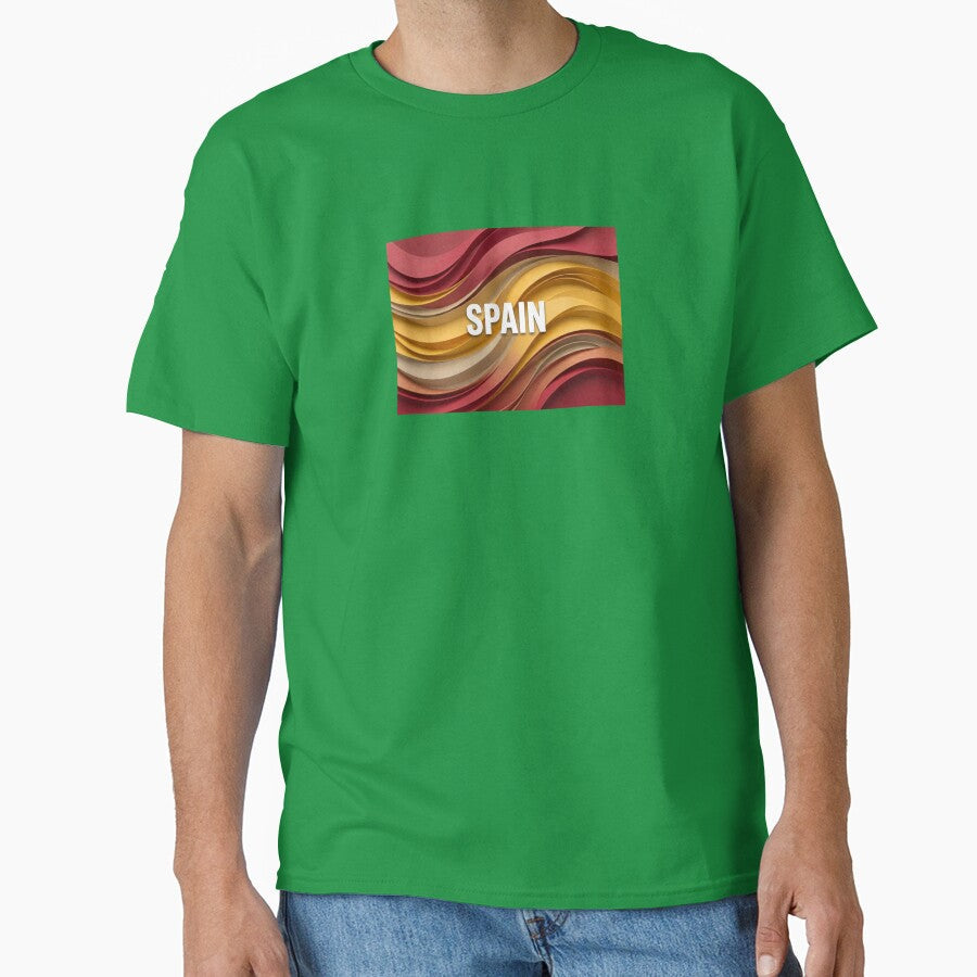 Spain Football Wave Design | Spanish Soccer Fan Minimal Artwork by Adham2001 Unisex T-shirt, Sweatshirt, Hoodie, Long Sleeve Tee - T-Shirt, Sweatshirt, Hoodie