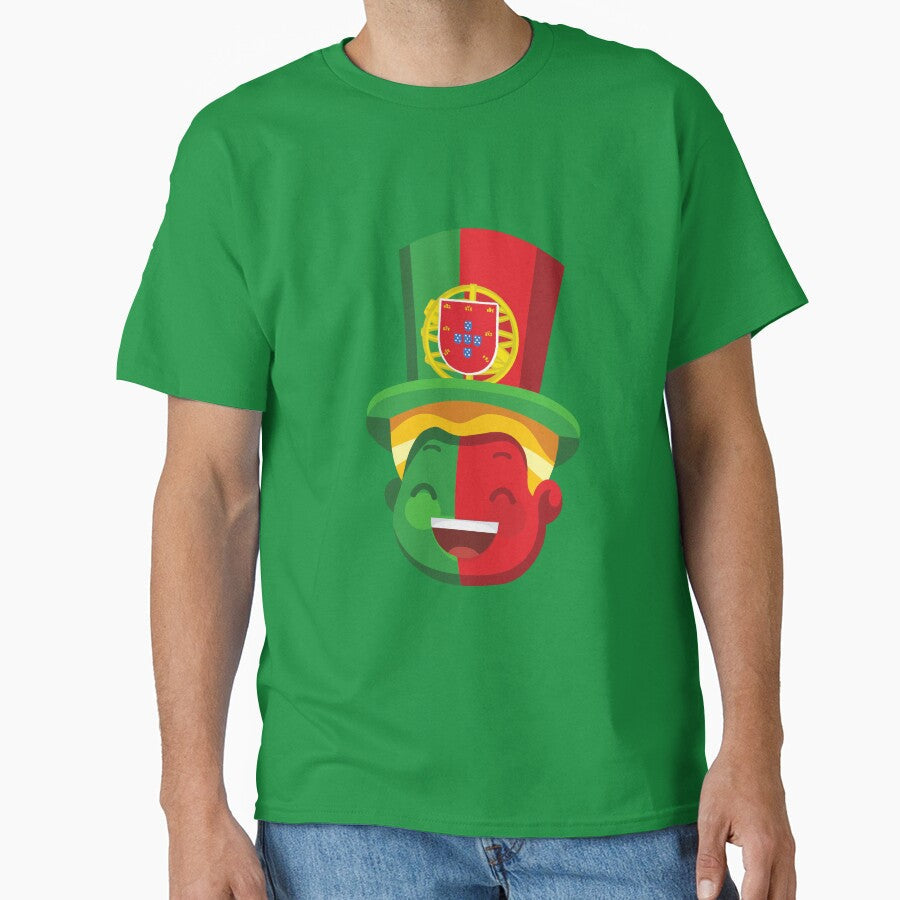 Festive Portugal Fan - Portuguese Flag Face Paint & Hat by debbiebento Unisex T-shirt, Sweatshirt, Hoodie, Long Sleeve Tee - T-Shirt, Sweatshirt, Hoodie
